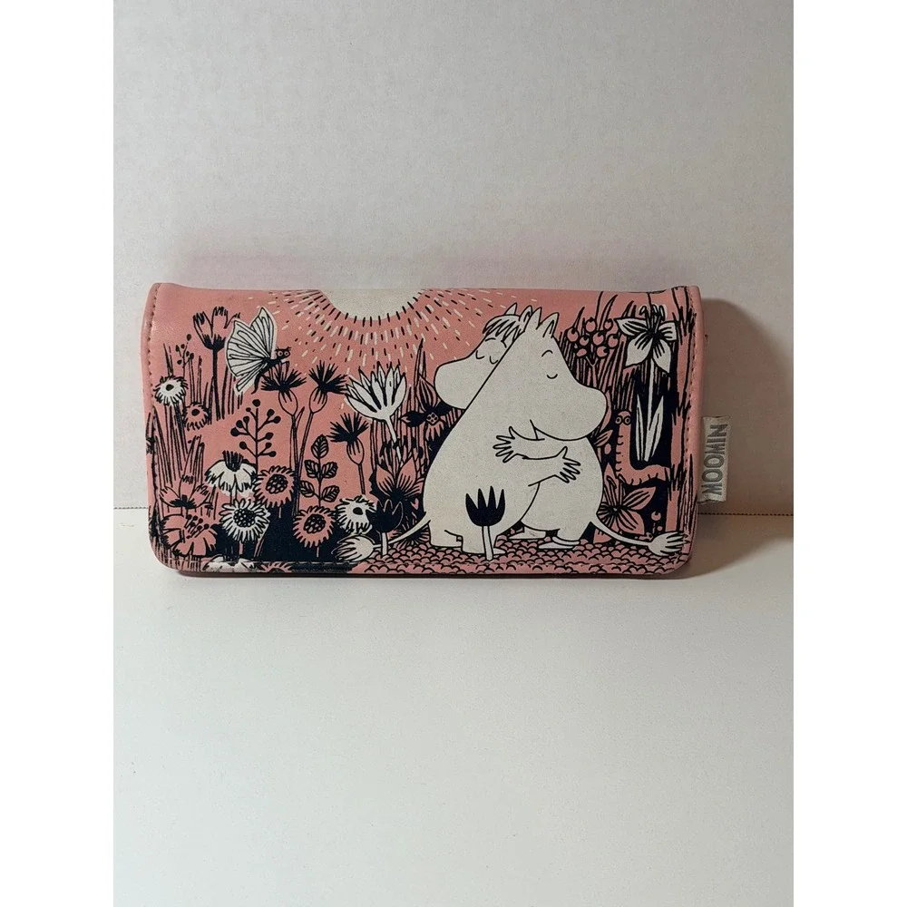 Disaster Designs Moomin Wallet Sz OS Pink Floral Hug Long Bifold Whimsical